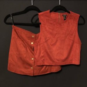 Suede crop top and skirt